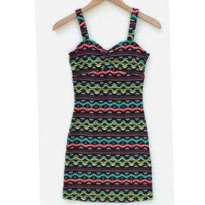 Neon Tribal Print MIni Bodycon Dress H&M X COACH